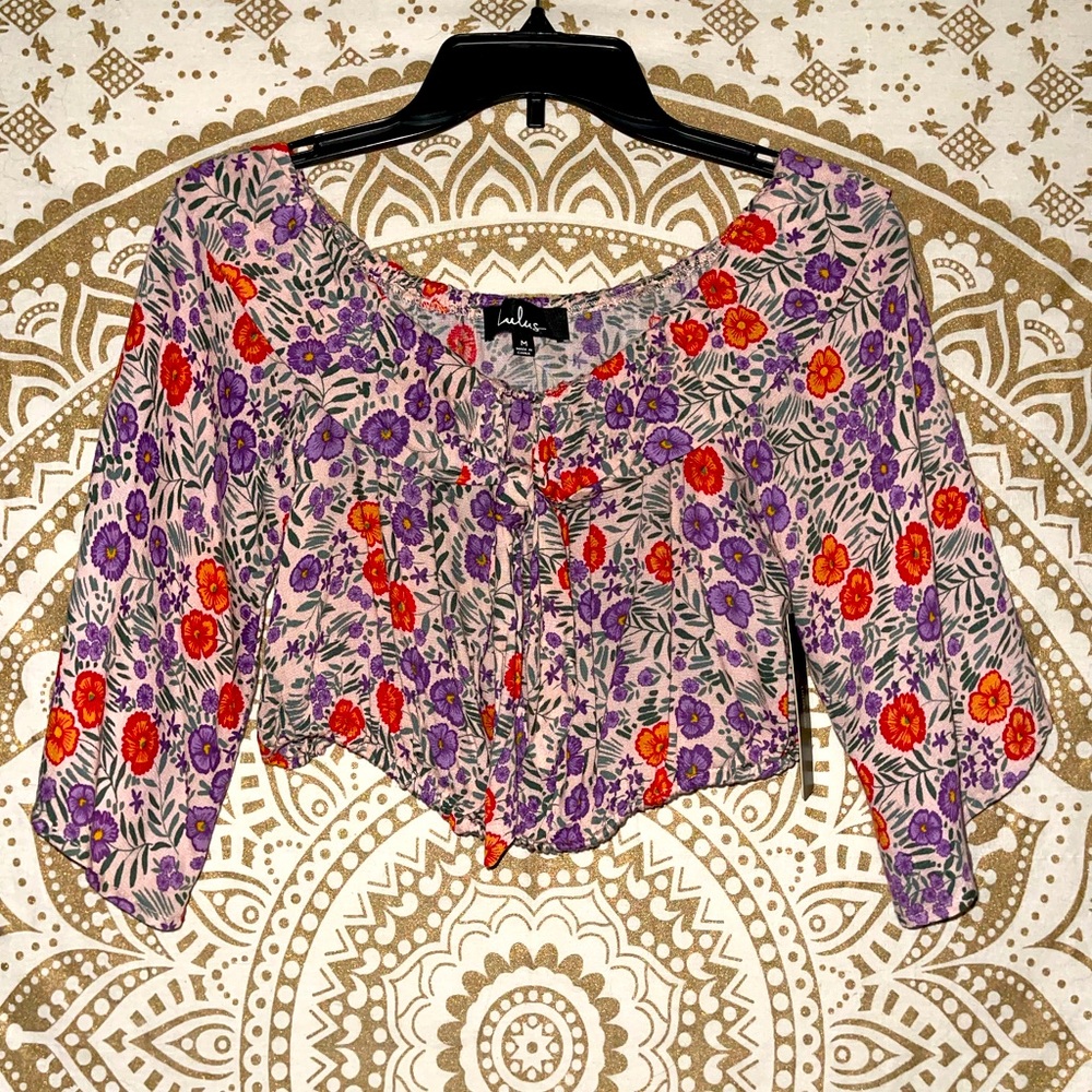 ✨HP✨ NWT “LULU’S” LADIES FLORAL OFF THE SHOULDER SUPER SOFT TOP, SIZE MEDIUM
